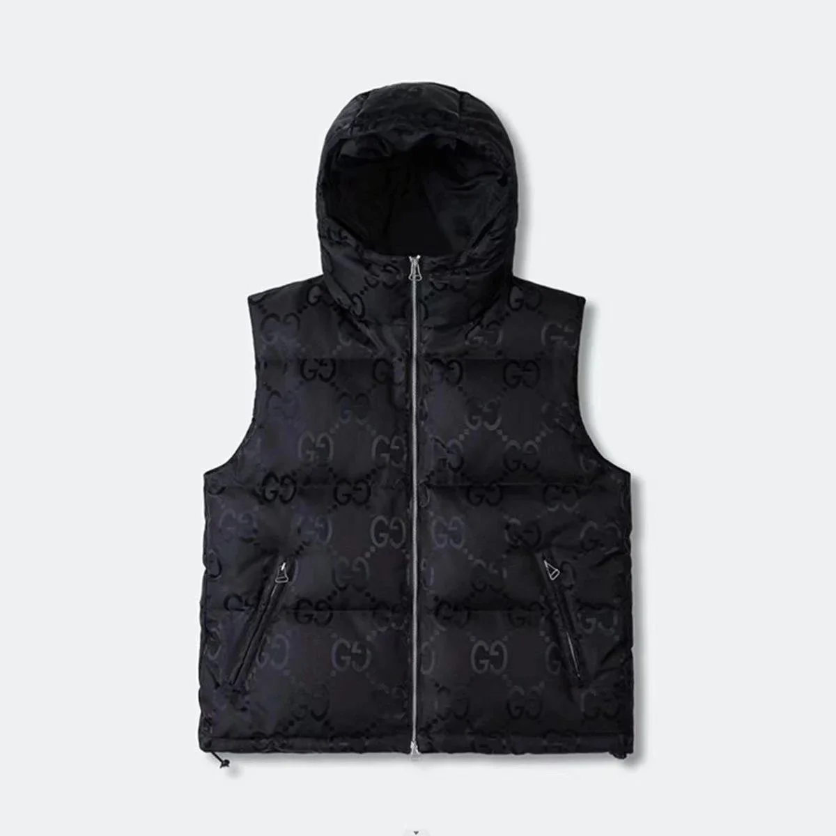 Gucci GG Monogram Hooded Puffer Vest Black — Hipobuy Spreadsheet find