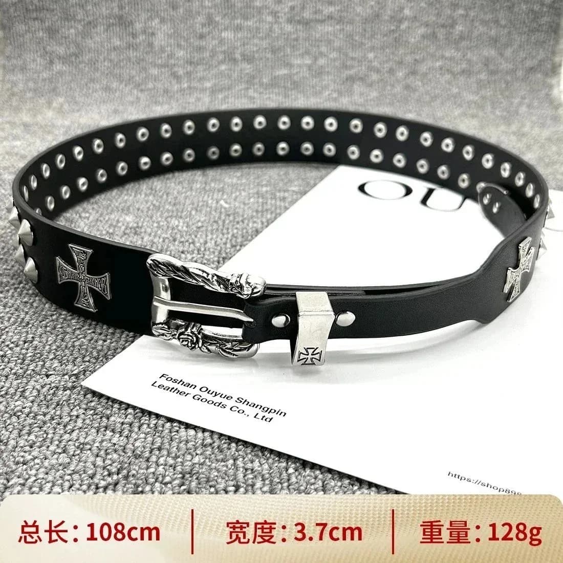 Black Cross Embellished Leather Belt — Hipobuy Spreadsheet find