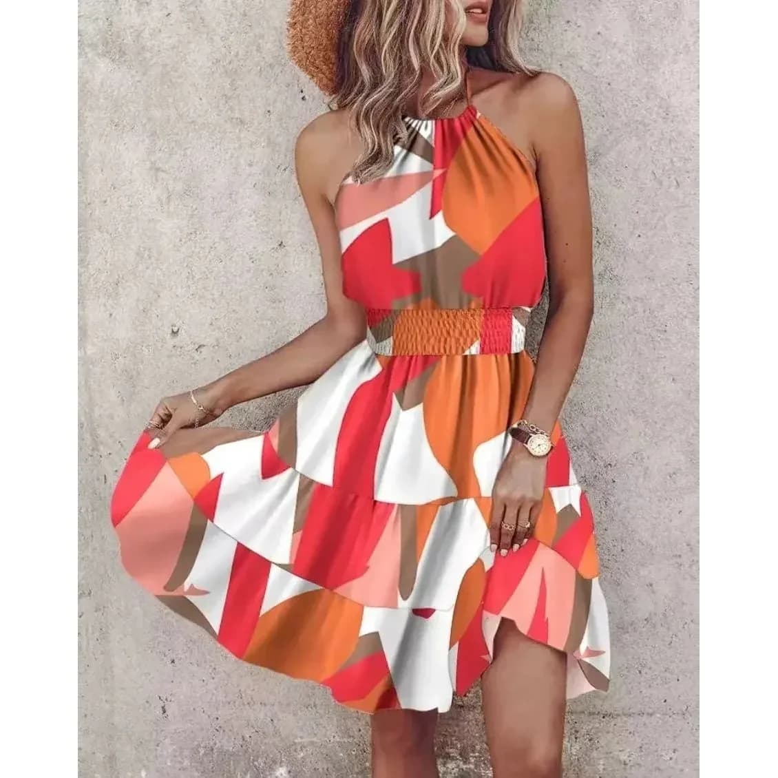 Abstract Print Halter Dress Casual Summer Dress — Hipobuy Spreadsheet find