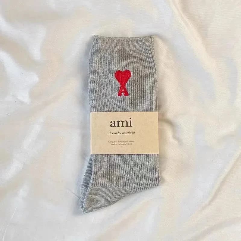 Ami Paris Grey Socks with Red Heart Logo — Hipobuy Spreadsheet find