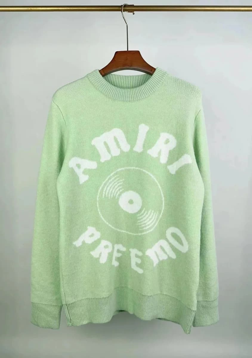 Amiri Mint Green Knit Sweater with AMIRI PREEMO Graphic — Hipobuy Spreadsheet find