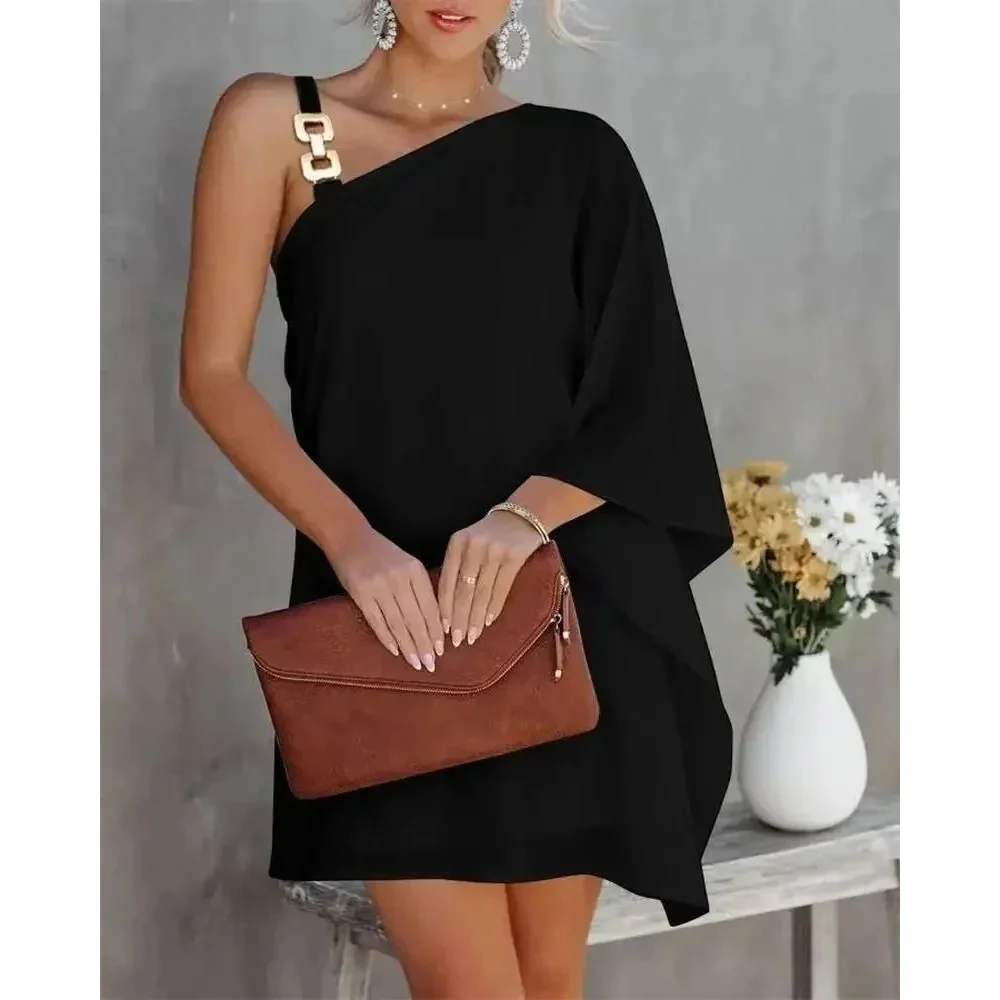 Black Asymmetric Mini Dress with Gold Chain Strap — Hipobuy Spreadsheet find