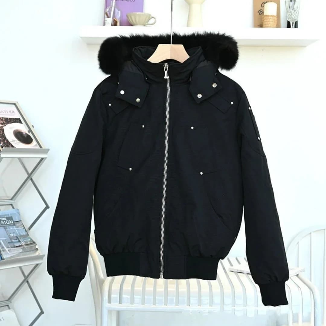 Black Bomber Jacket with Fur Hood — Hipobuy Spreadsheet find