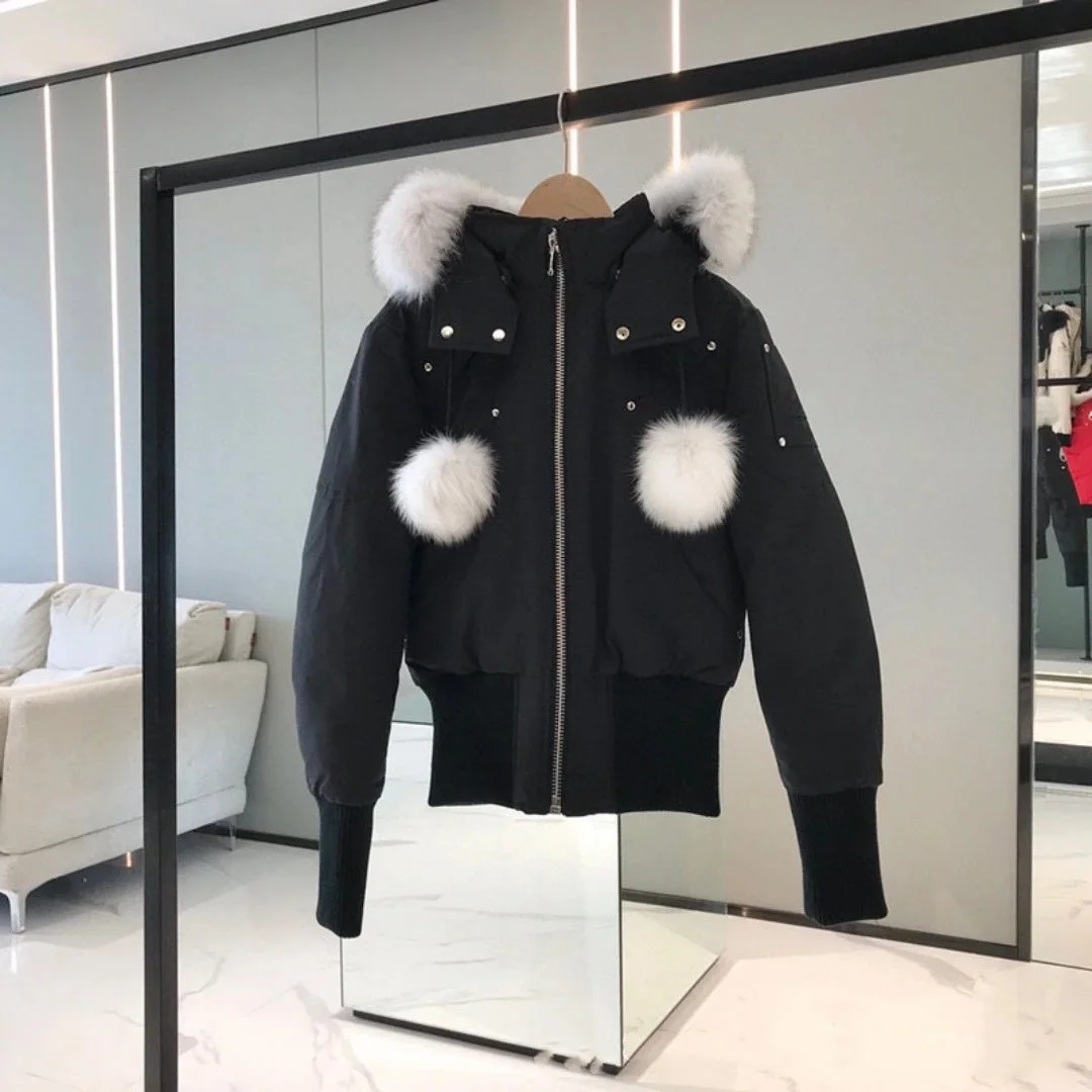 Black Fox Fur Trim Bomber Jacket — Hipobuy Spreadsheet find