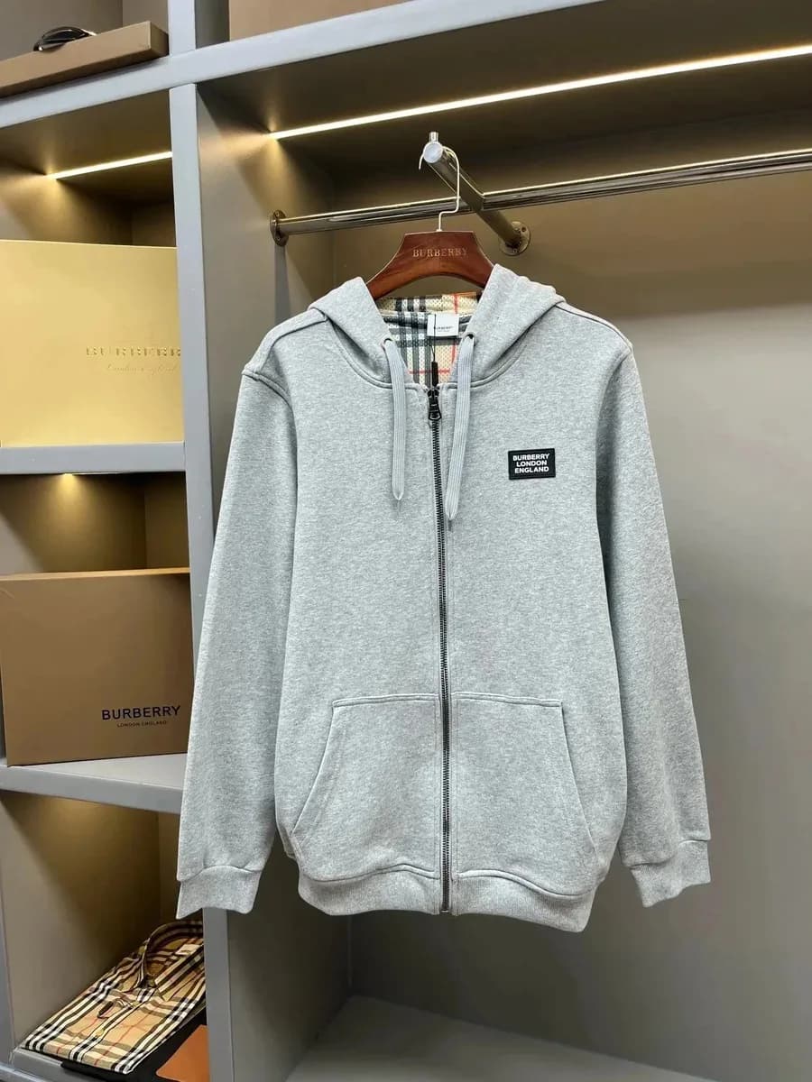 Burberry Grey Zip-Up Hoodie with Logo Patch — Hipobuy Spreadsheet find