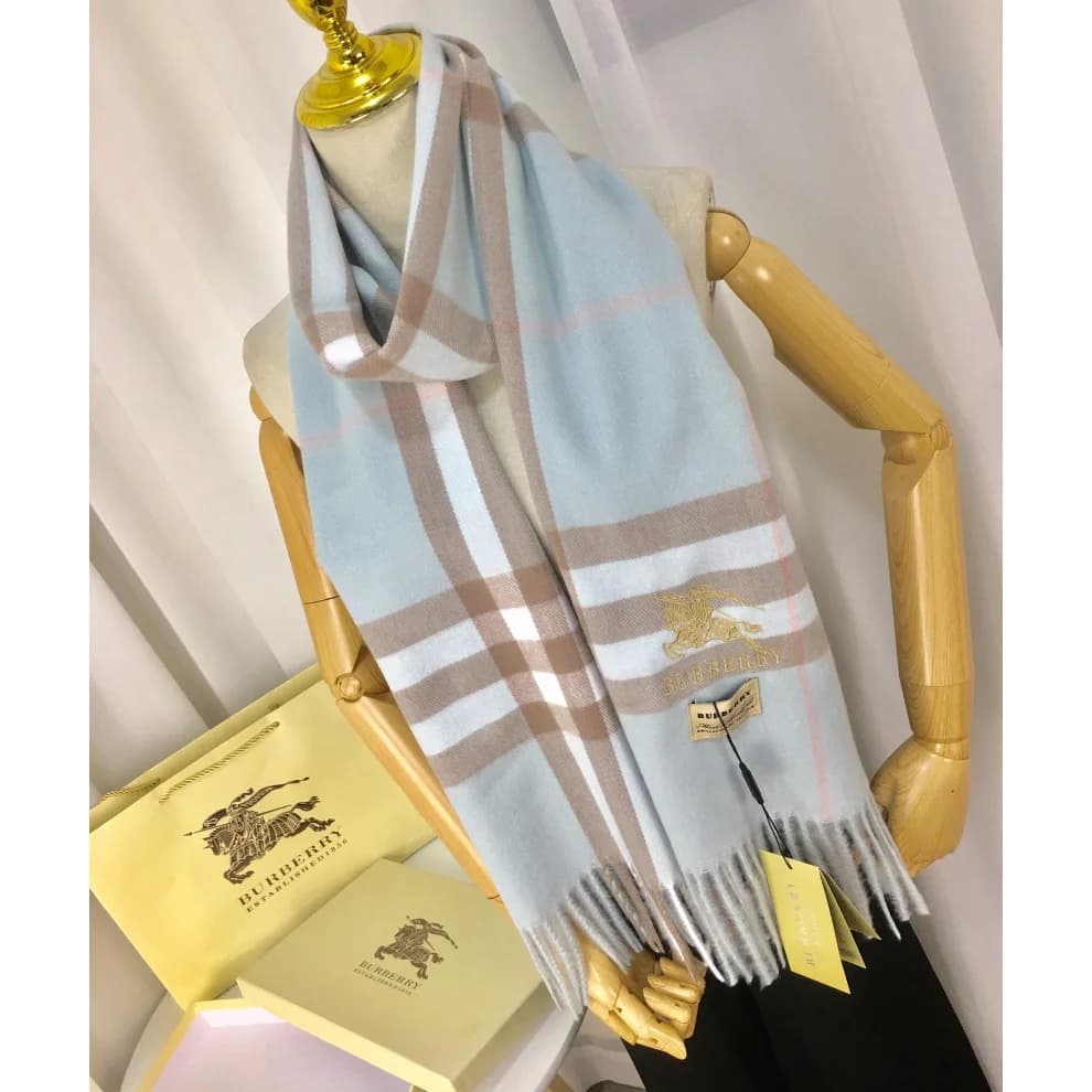 Burberry TB Monogram Light Blue Check Scarf — Hipobuy Spreadsheet find