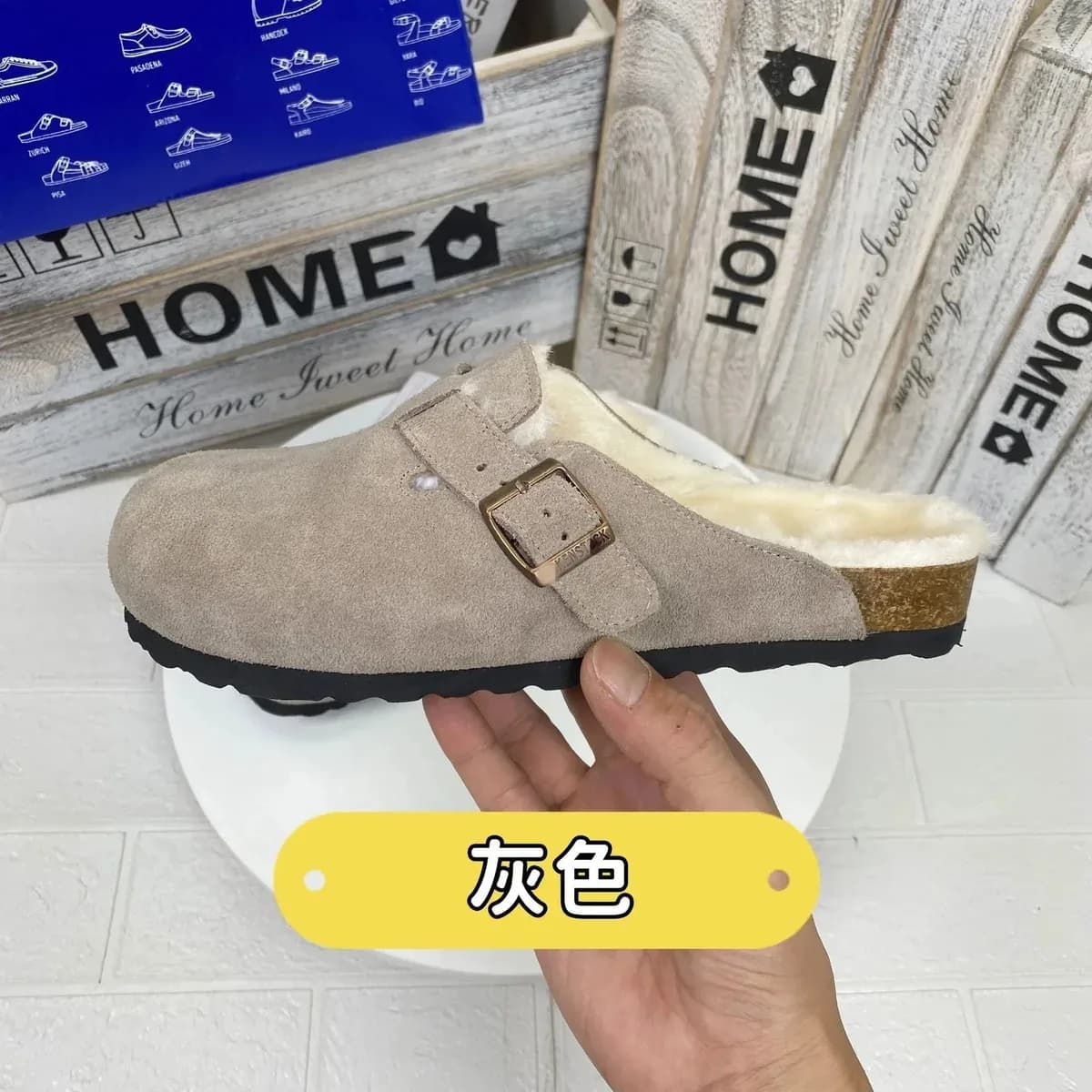 Birkenstock Arizona Grey Fur Lined Mule Sandal — Hipobuy Spreadsheet find