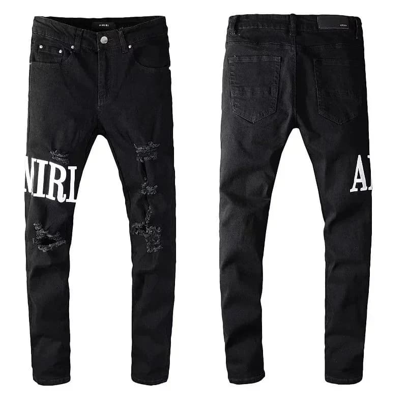 Amiri Black Distressed Jeans with Lettering — Hipobuy Spreadsheet find