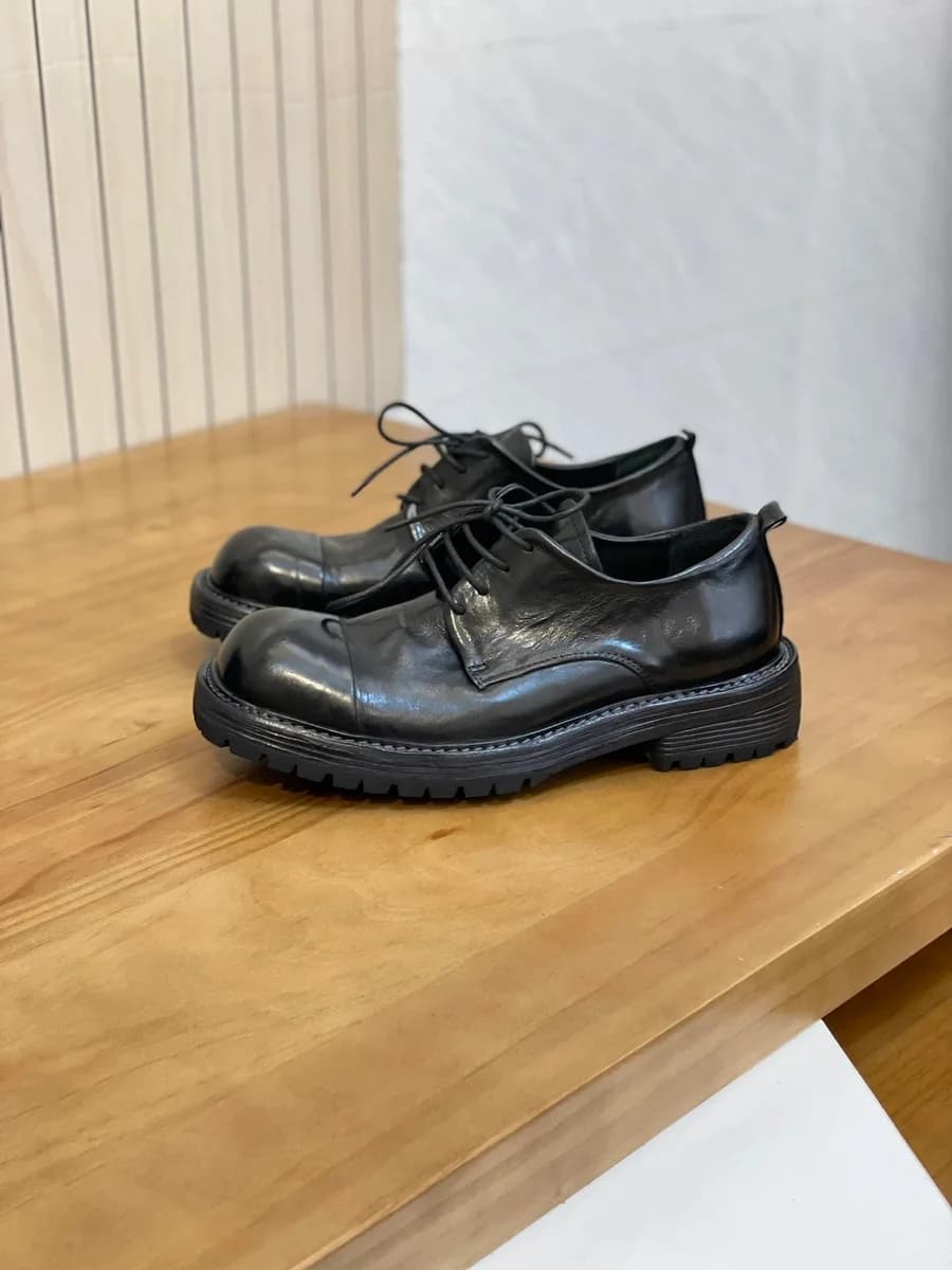 Black Leather Derby Shoes with Chunky Sole — Hipobuy Spreadsheet find
