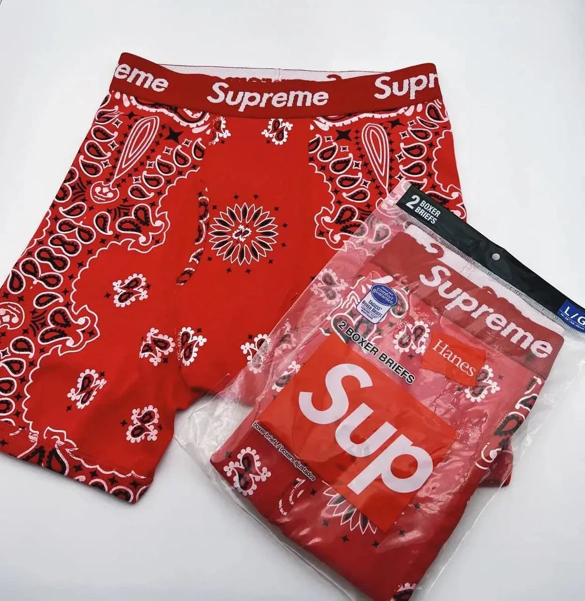 Supreme Bandana Red Boxer Briefs Underwear — Hipobuy Spreadsheet find