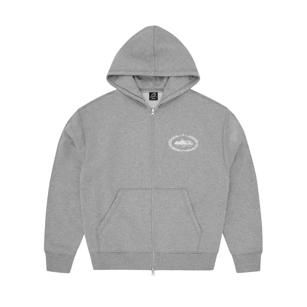 Unisex Grey Zip-Up Hoodie with Boat Logo — Hipobuy Spreadsheet find