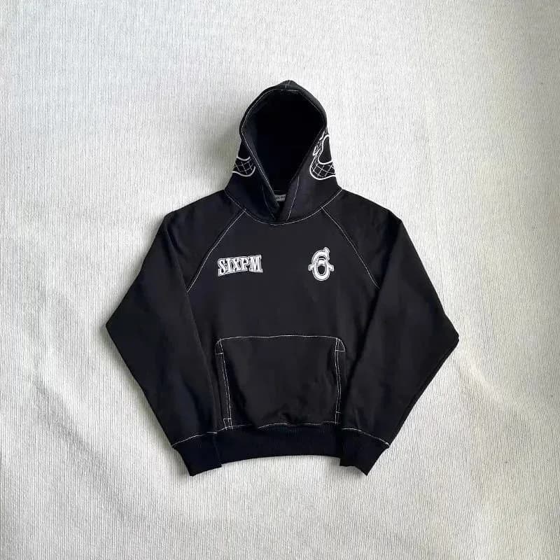 Black 'SIXFM' Hoodie with Embroidered Logo — Hipobuy Spreadsheet find