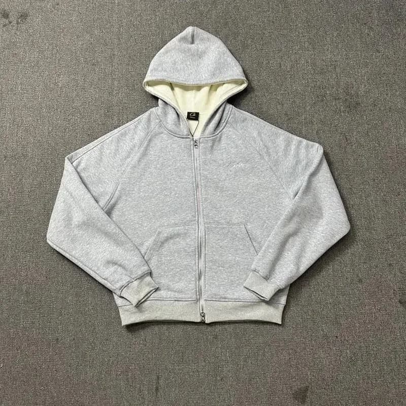 Unisex Grey Zip-Up Hoodie with Embroidered Logo — Hipobuy Spreadsheet find